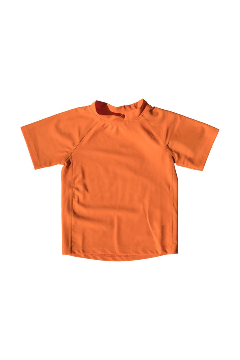 Kids Short Sleeve Rash Guard, UPF 50+ Swim Shirt, Alternate, color, ORANGE