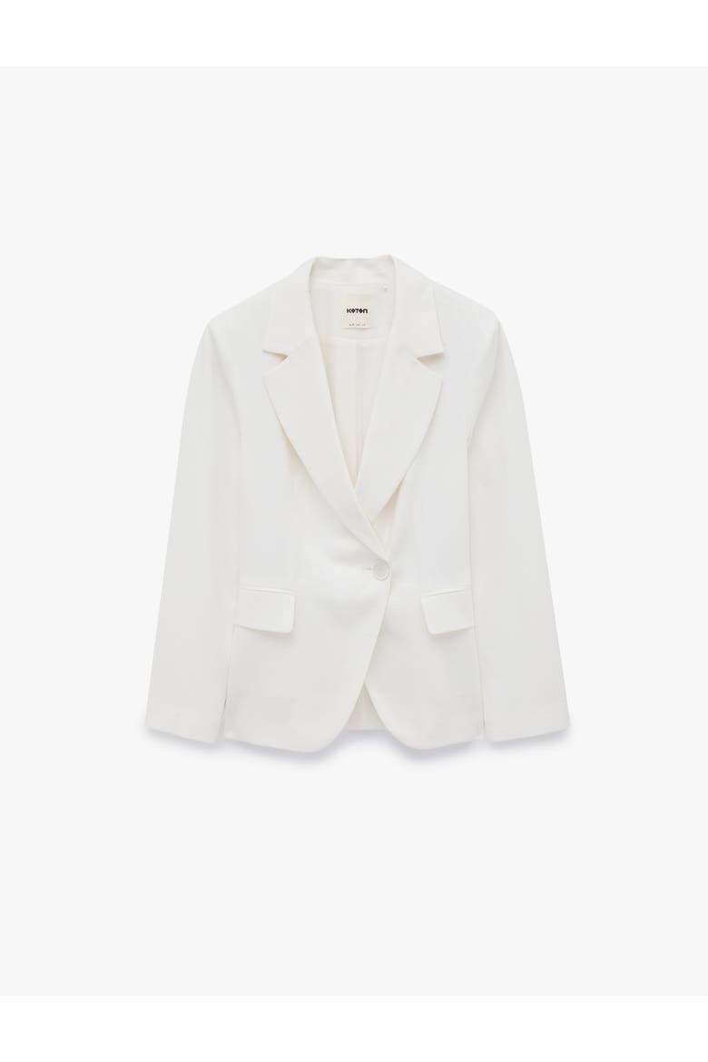 Linen Blend Tailored Notched Collar Blazer, Alternate, color, WHITE