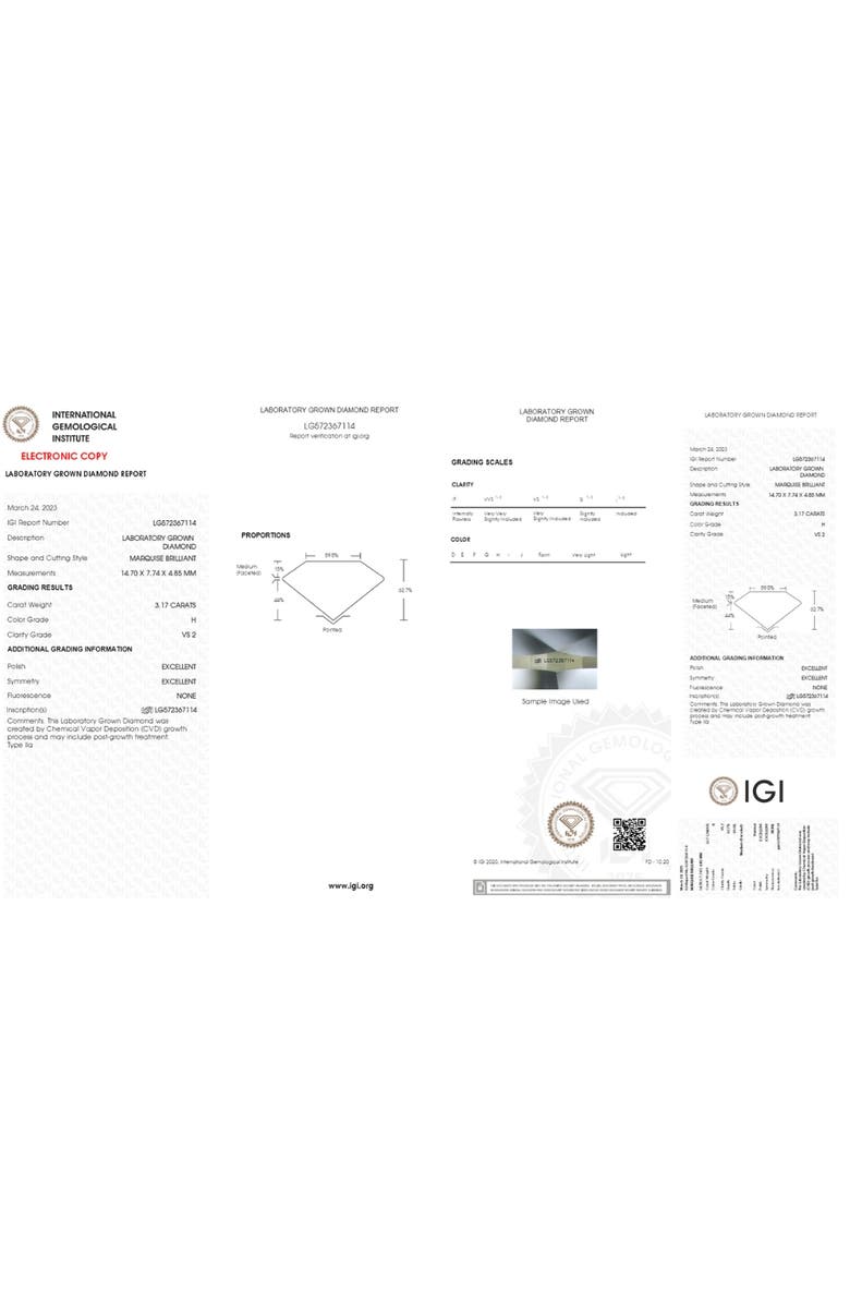 Bliss Diamond 3Ct Gold Certified Lab Grown Marquise Diamond Engagement Ring, Alternate, color, 14K White Gold