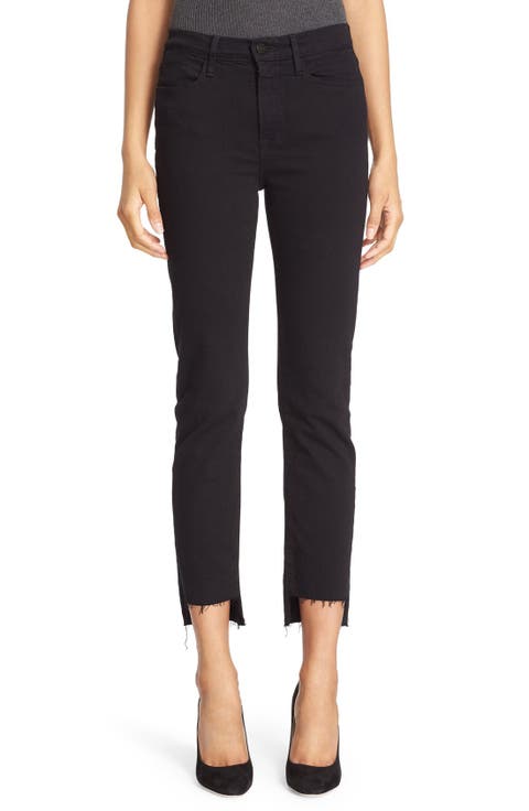 Le High Straight High Waist Staggered Hem Jeans (Film Noir) (Nordstrom Exclusive)