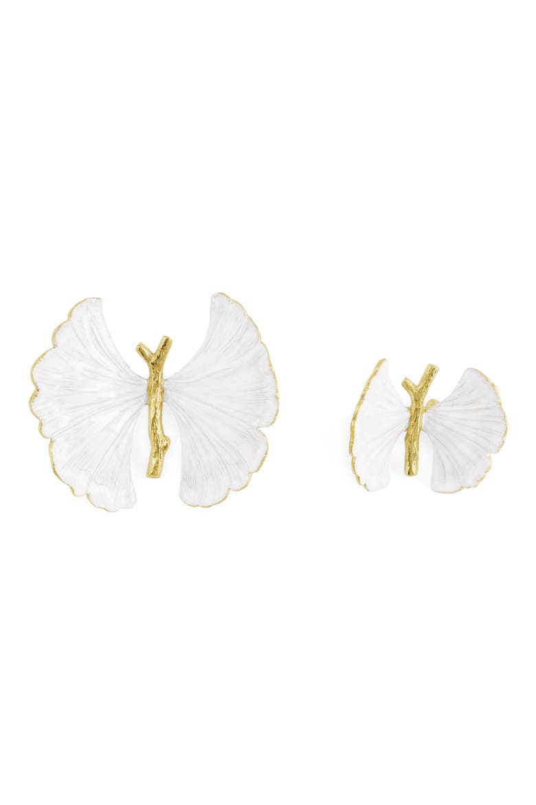 Set of 2 Butterfly Ginkgo Decor Sculptures, Alternate, color, WHITE/ GOLD