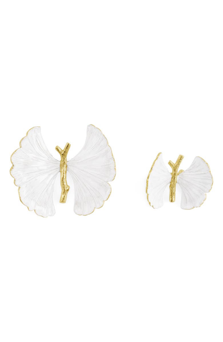 Michael Aram Set of 2 Butterfly Ginkgo Decor Sculptures, Alternate, color, White/ Gold