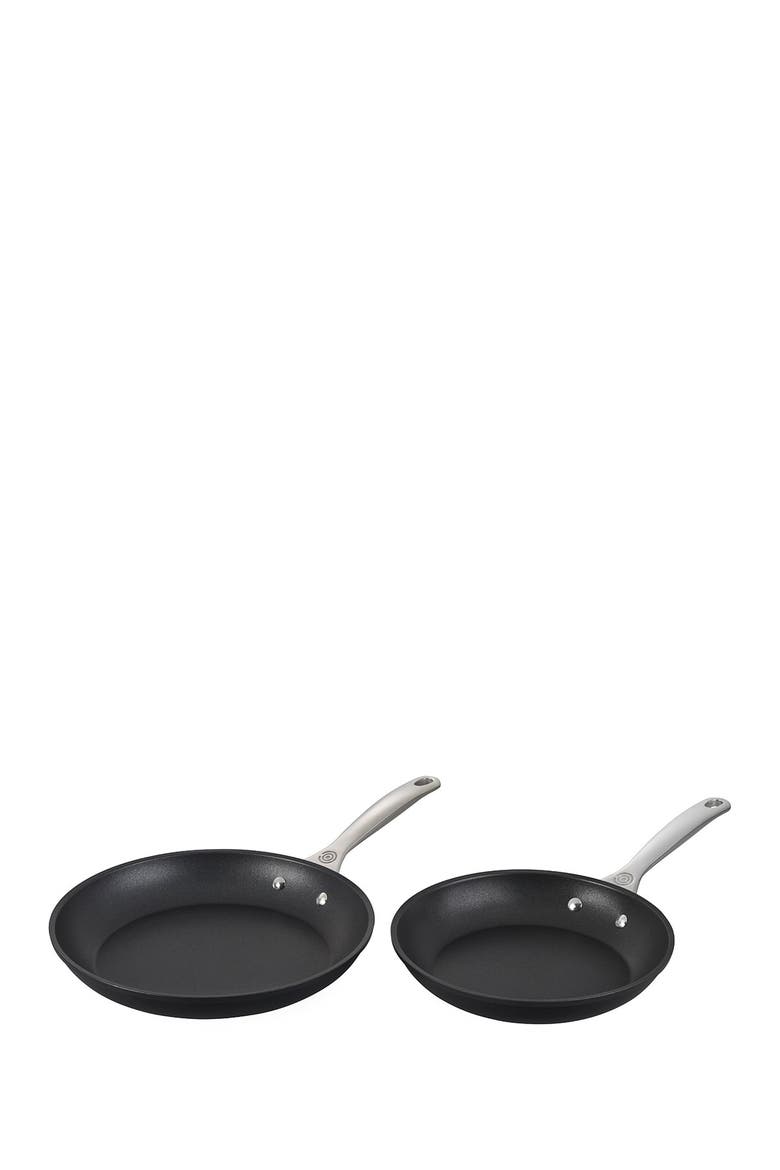 Set of 2 Toughened Nonstick PRO Fry Pans, Main, color, BLACK