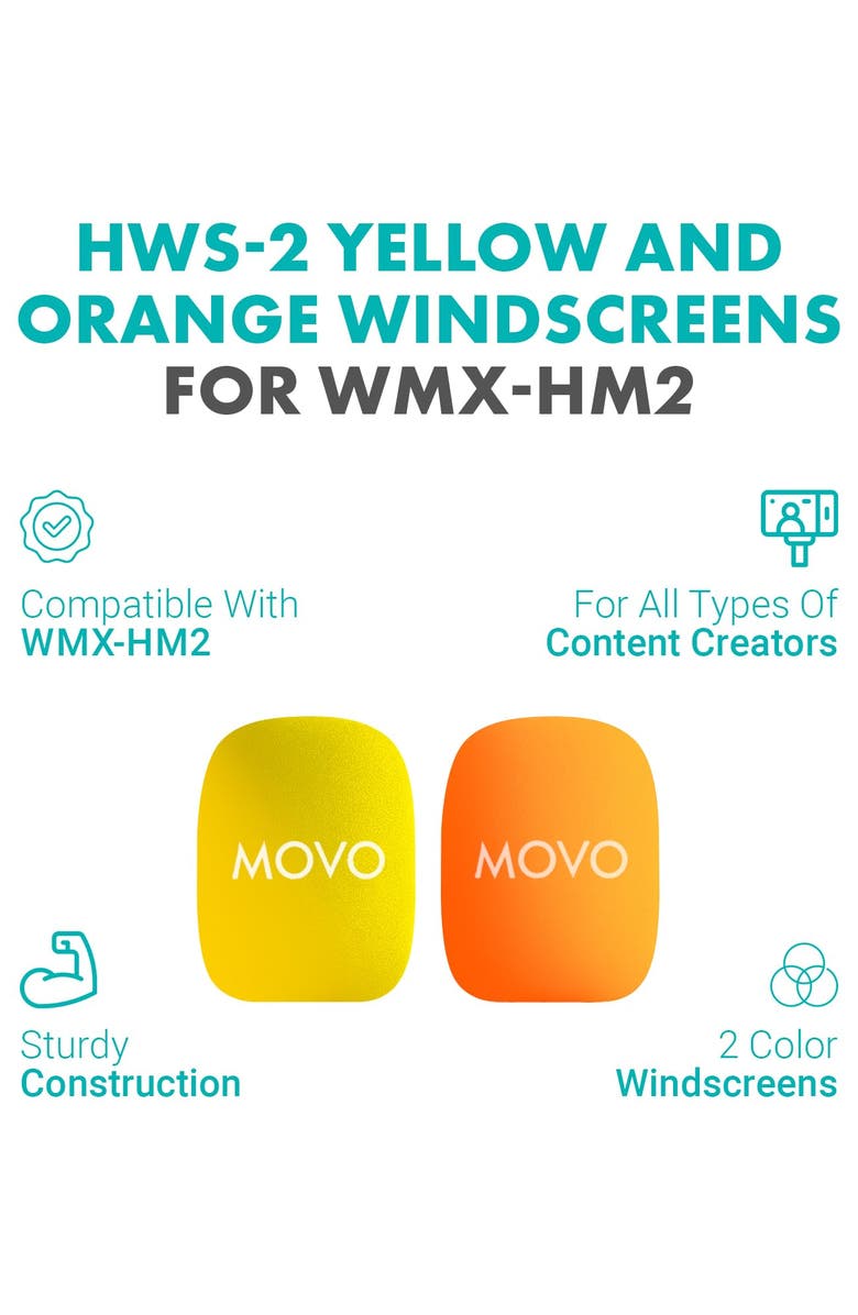 MOVO HWS-2 Colored Windscreens WMX-HM2 & Rode Interview GO, Alternate, color, Black