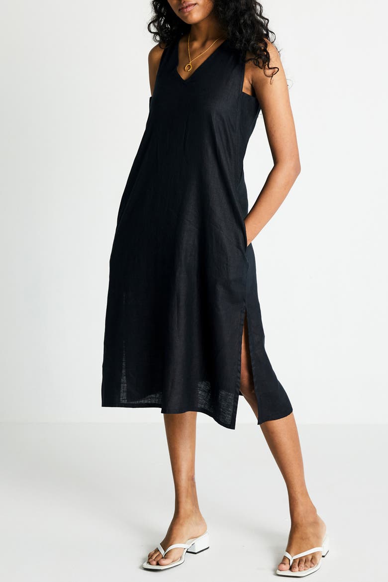 V-Neck Straight Dress, Alternate, color, Black
