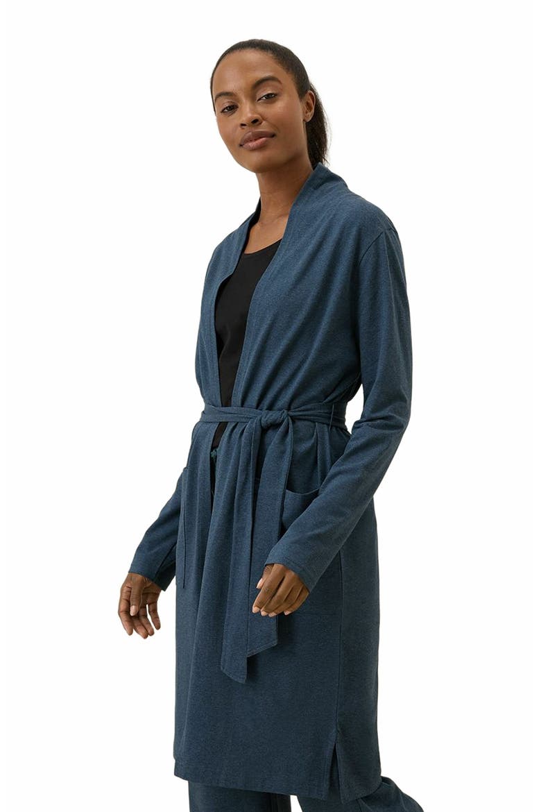 Organic Cotton Cool Stretch Lounge Duster, Alternate, color, French Navy Heather