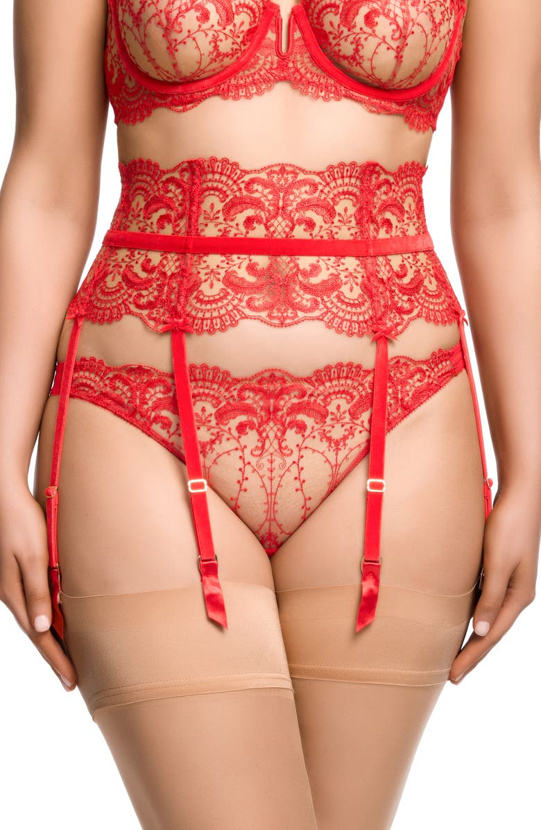 Dita Von Teese Nom de Plume Suspender Belt, Main, color, Flame