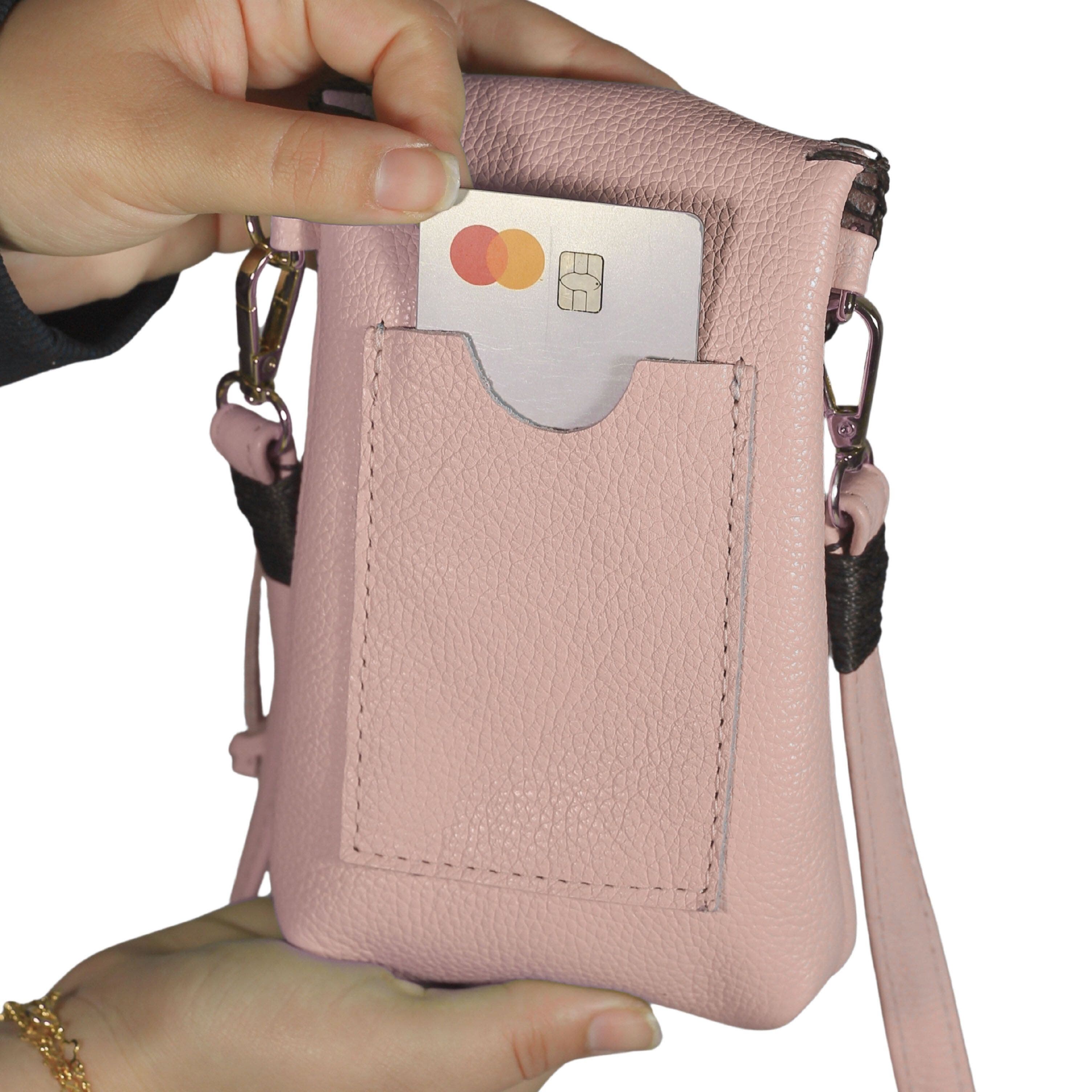 Cell Phone Butterfly Leather Bag, Alternate, color, Dusty Rose