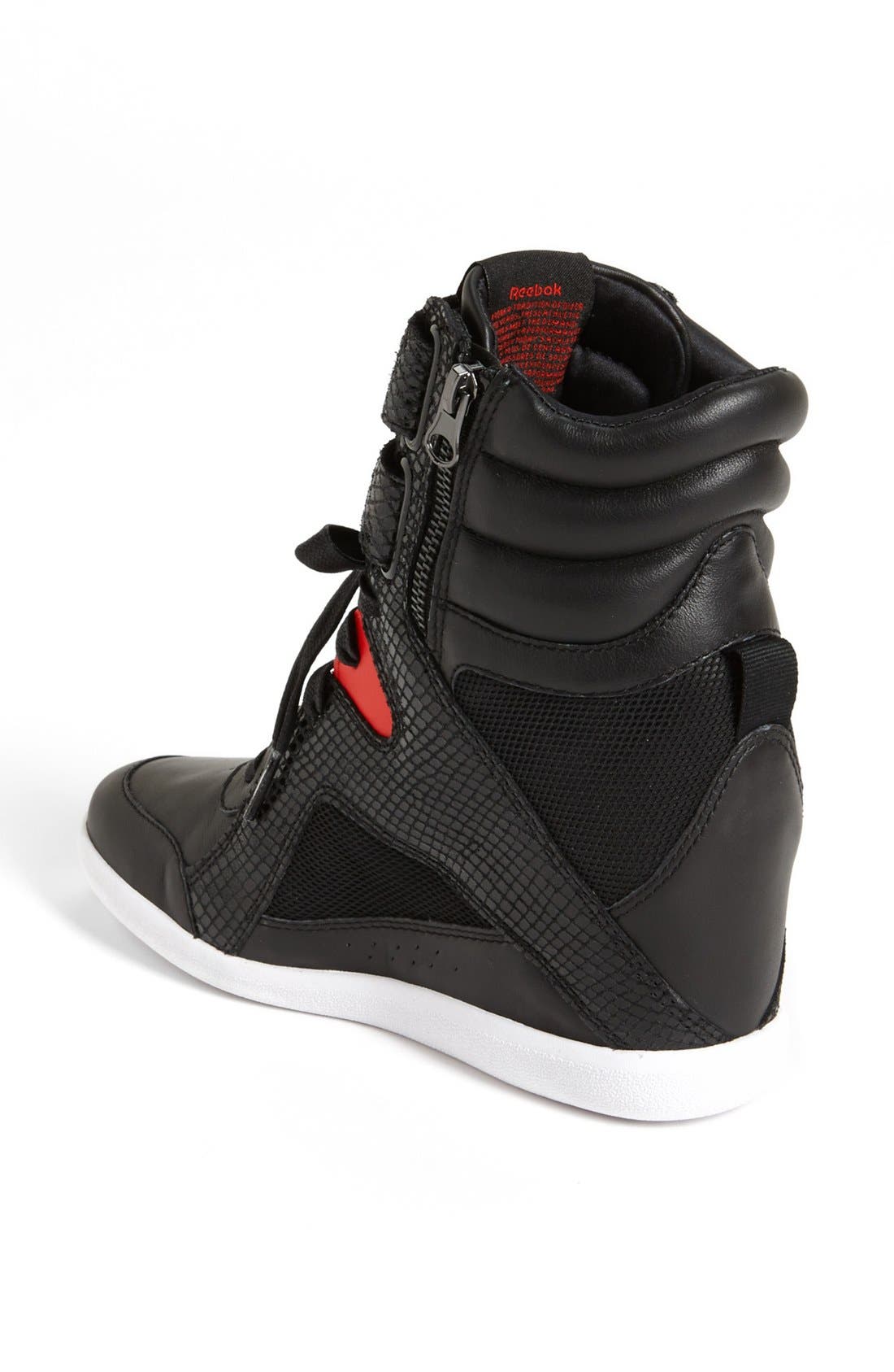 'Wedge A. Keys' Sneaker, Alternate, color, BLACK/ TECHY RED