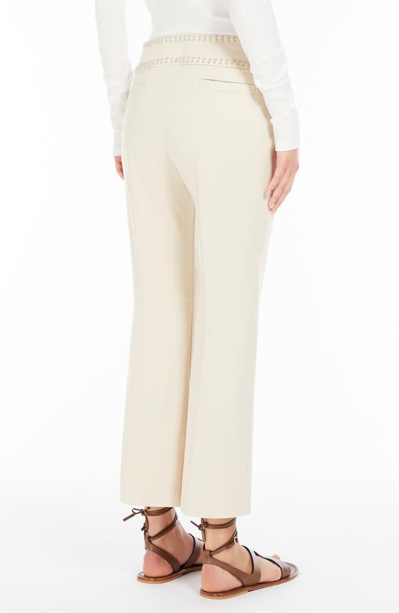 Weekend Max Mara Studded Stretch Cotton Ankle Pants, Alternate, color, Beige
