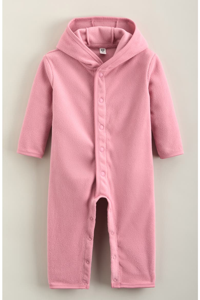 Kids' Fleece Hooded Romper, Main, color, PINK PRINCE
