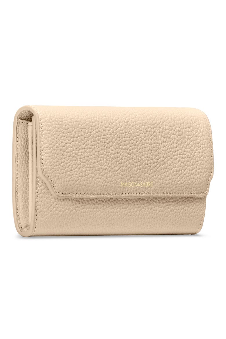 Long Leather Flap Wallet, Alternate, color, Saharan Fuchsia