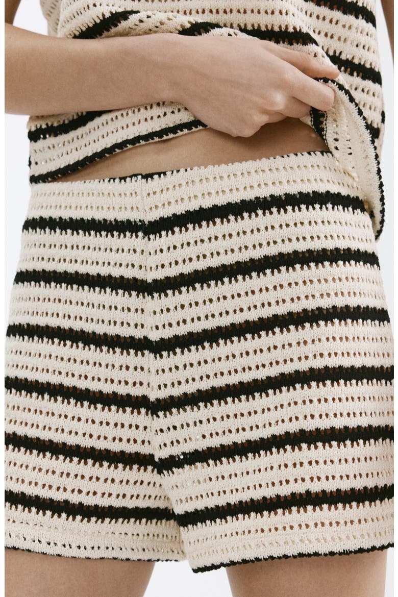Stripe Open Knit Shorts, Alternate, color, OFF WHITE