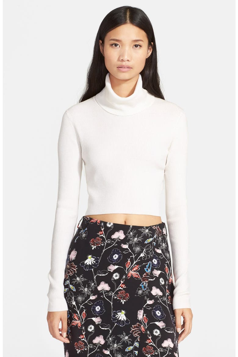 'Milo' Crop Turtleneck Sweater, Main, color, WHITE