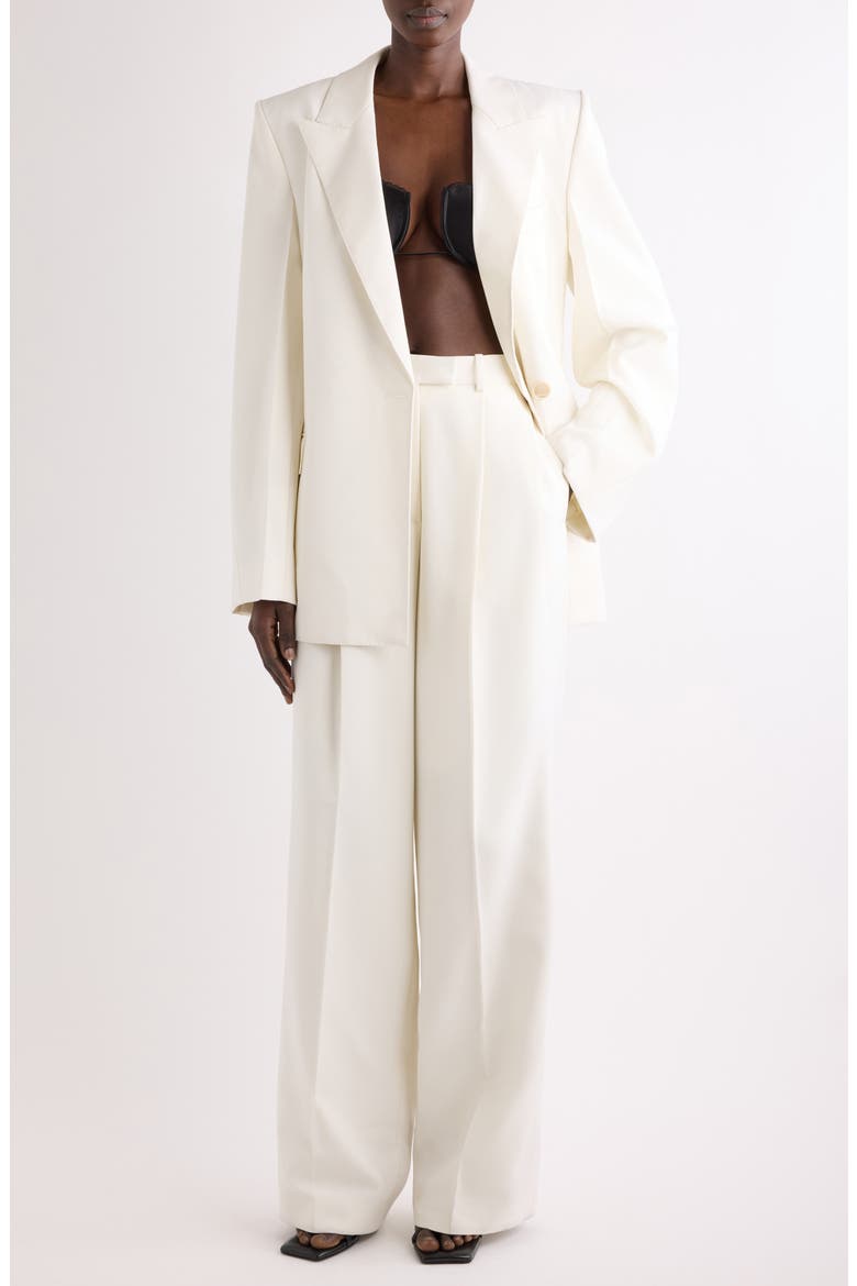 Double Breasted Wool & Mohair Cady Jacket, Alternate, color, WHITE