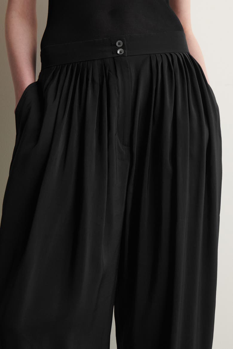 Draped Pleated Straight-leg Trousers, Alternate, color, BLACK