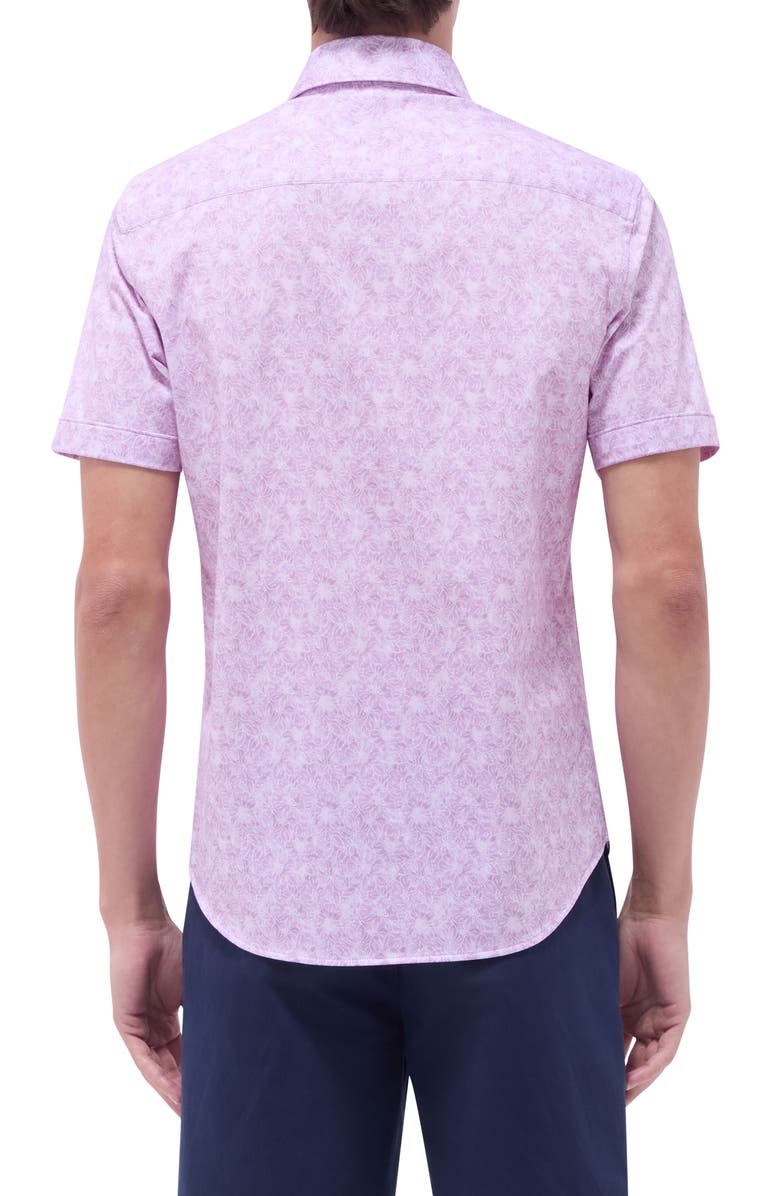 Bugatchi Miles OoohCotton<sup>®</sup> Floral Short Sleeve Button-Up Shirt, Alternate, color, Pink