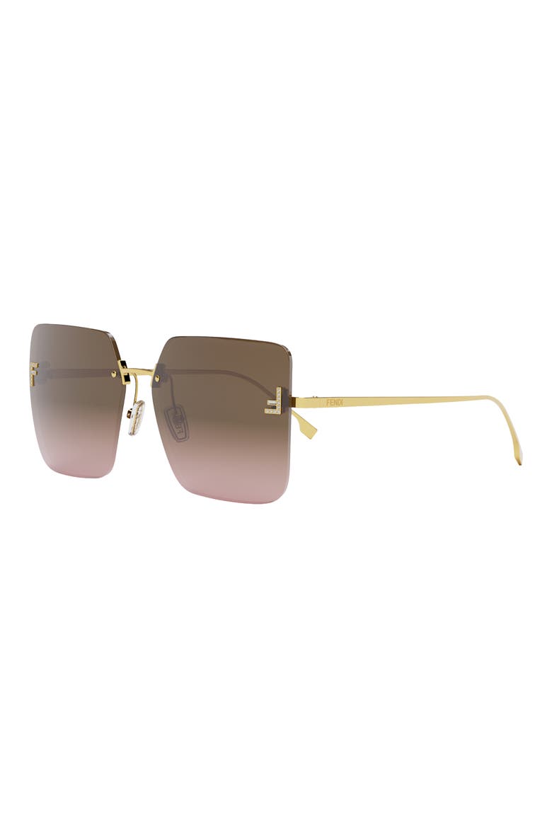 'Fendi First 59mm Geometric Sunglasses, Alternate, color, SHINY ENDURA GOLD METAL
