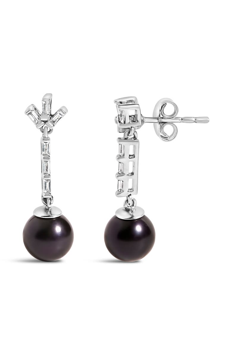 Haus of Brilliance Silver Pearl and White sapphire Drop and Dangle Earring, Alternate, color, White