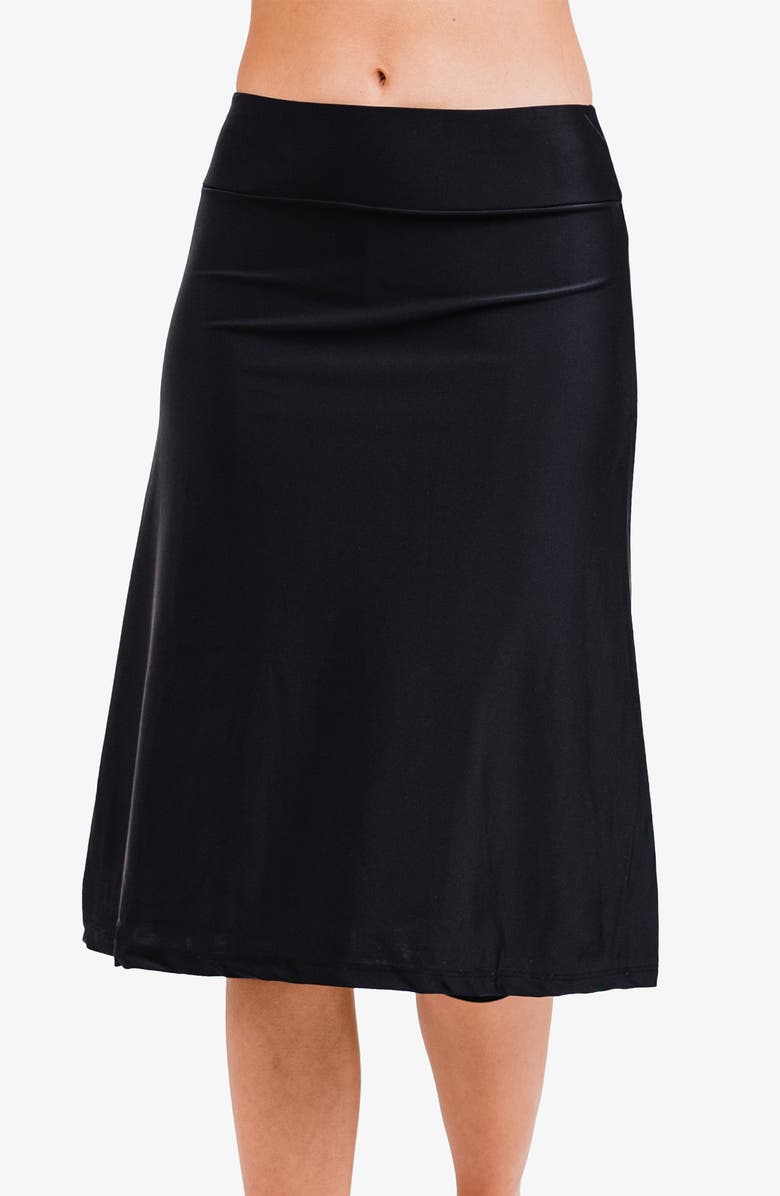 Calypsa Long Swim Skort With Capri Leggings, Main, color, Black