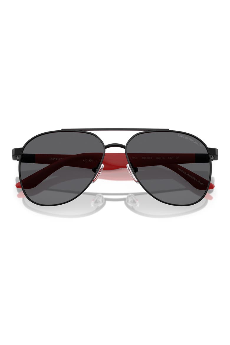 Kids' 53mm Pilot Sunglasses, Alternate, color, MATTE BLACK / GREY POLAR