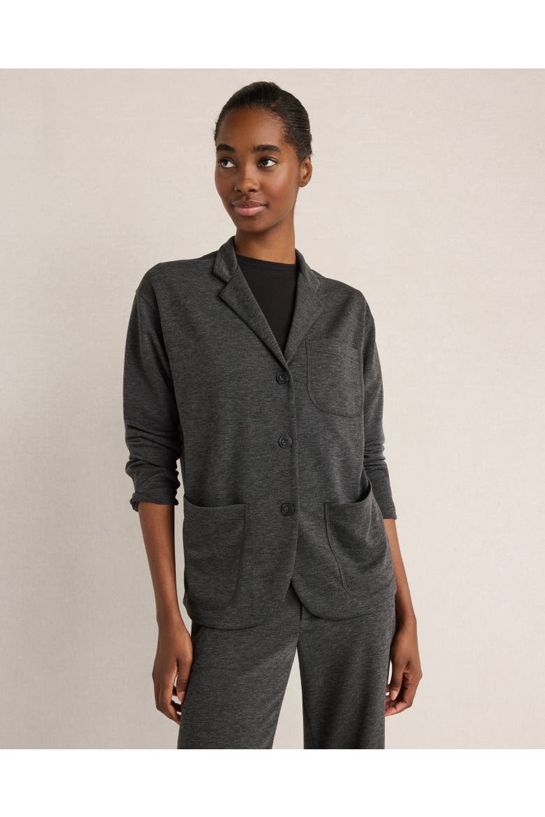 Soft Knit Collared Jacket, Main, color, Charcoal Heather