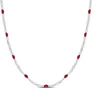 DELMAR Sterling Silver Pink Enamel Station Chain Necklace