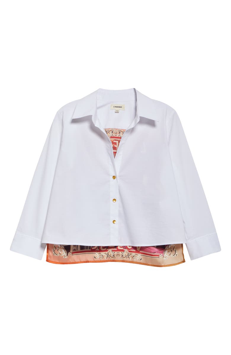 L'AGENCE Logo Graphic Woven Shirt, Alternate, color, White/ Multi