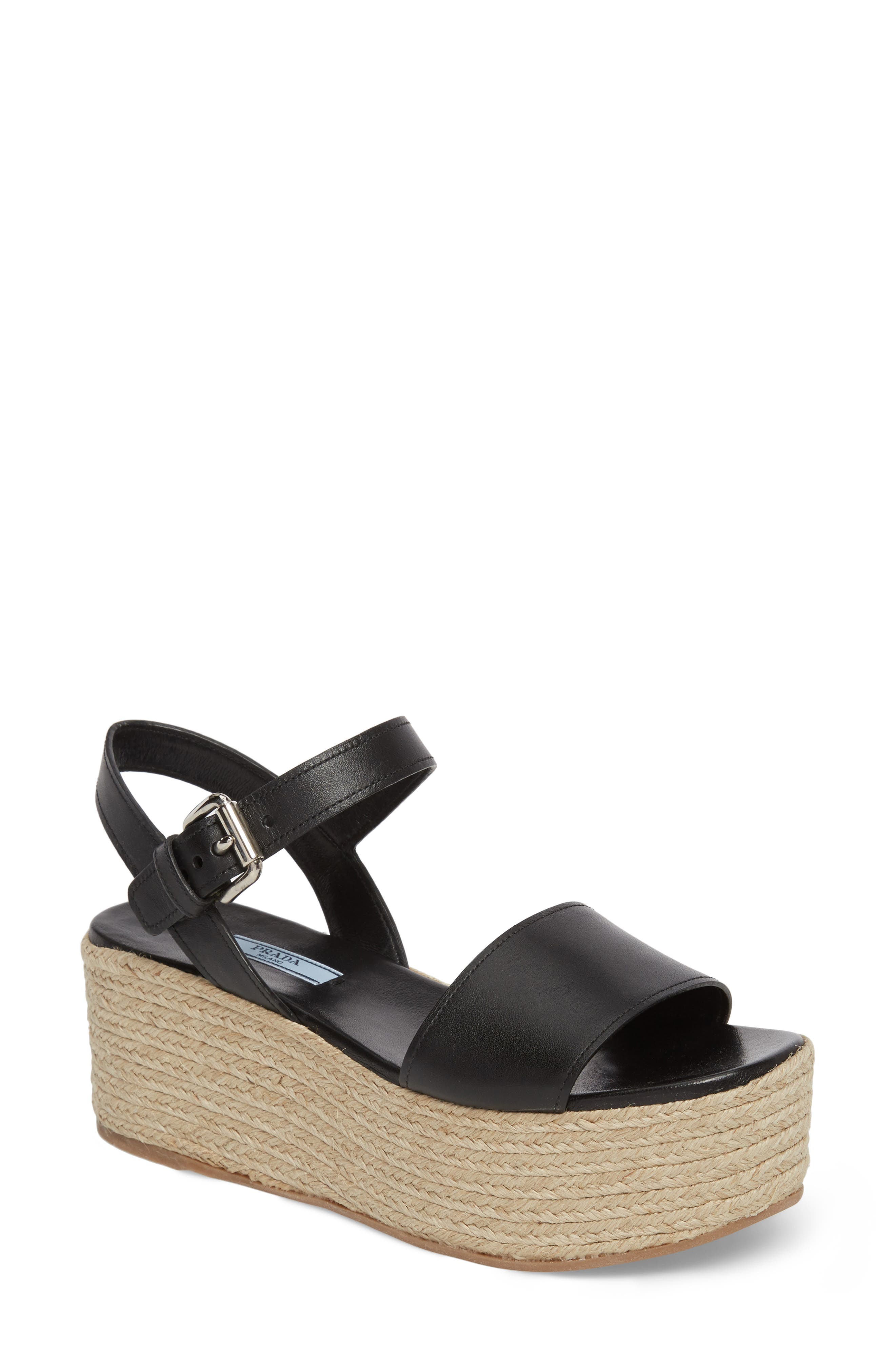Prada Platform Espadrille Sandal, Main, color, 