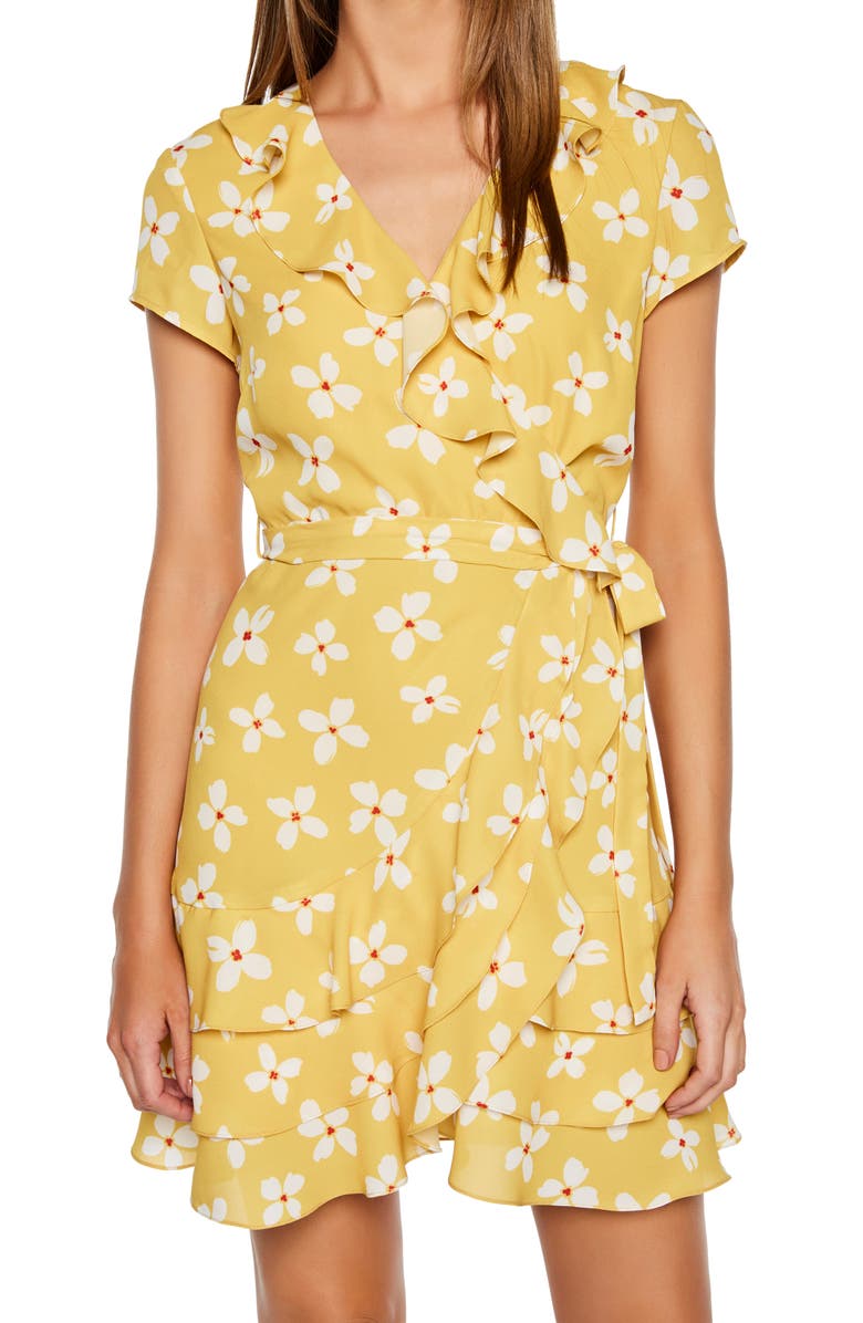 Bardot Abstract Daisy Faux Wrap Dress, Alternate, color,