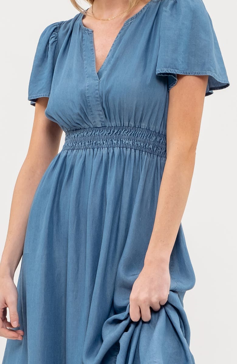 AUGUST SKY Split Neck Flutter Sleeve Dress, Alternate, color,