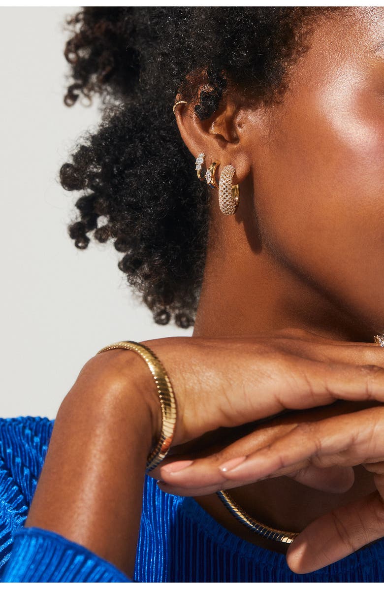 Nadri Cleo Set of 3 Hoop Earrings, Alternate, color, Gold