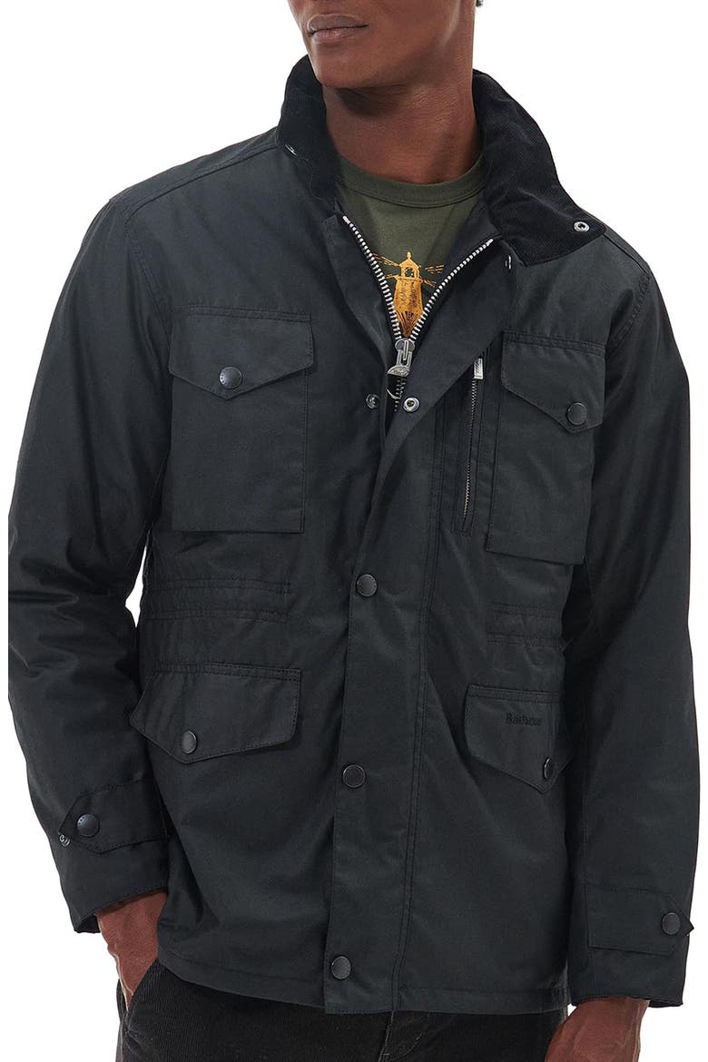 Sapper Regular Fit Weatherproof Waxed Cotton Jacket, Main, color, BLACK/CLASSIC