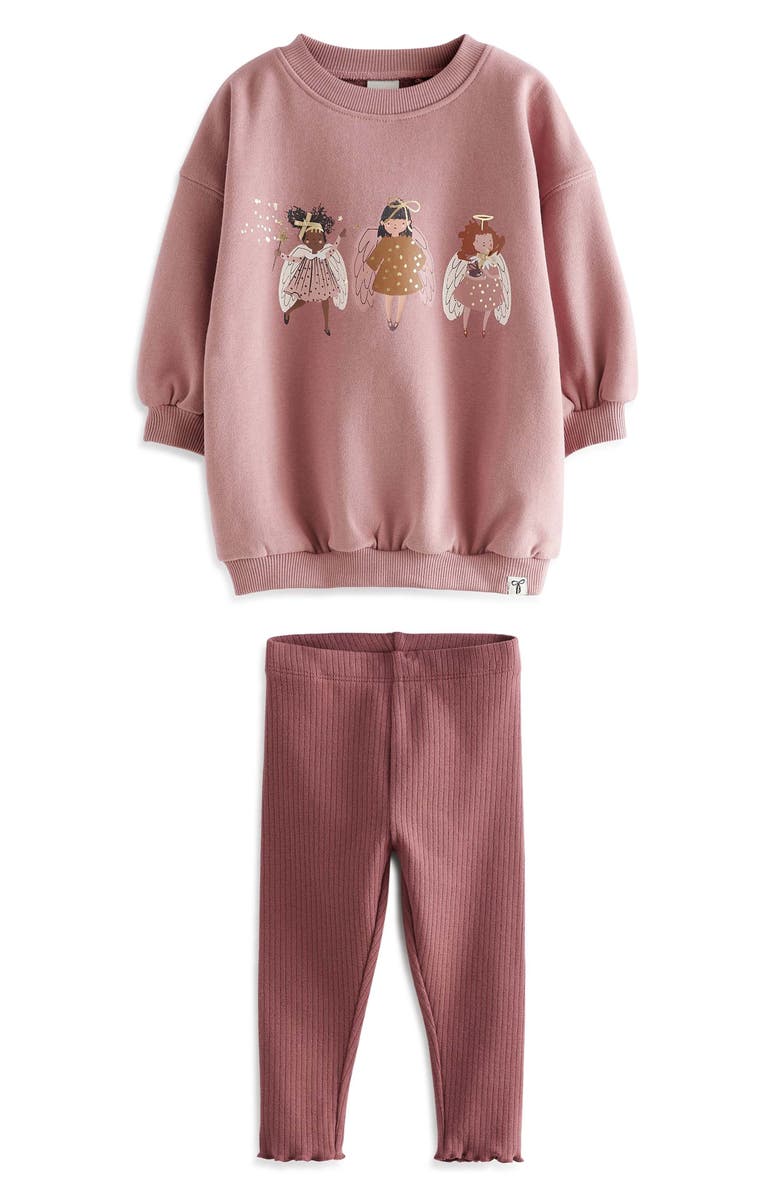 NEXT Kids' Fairy Trio Graphic Sweatshirt & Leggings Set, Main, color, 
