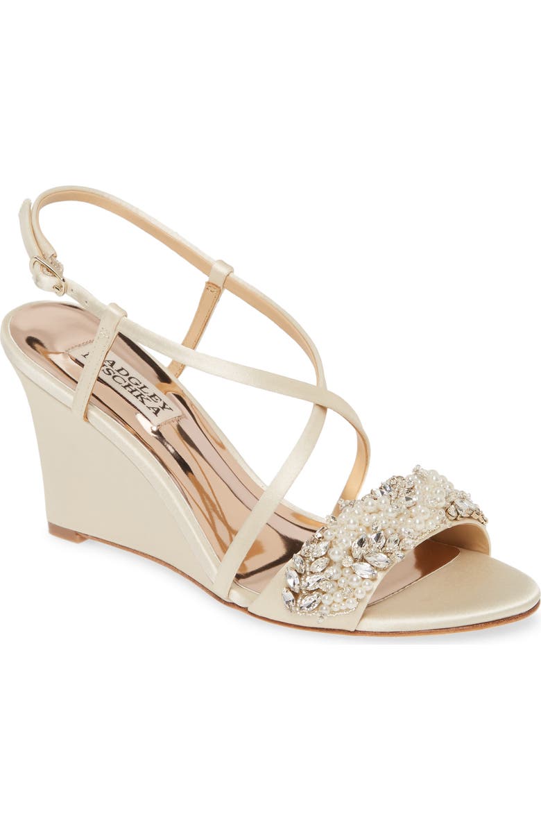 Badgley Mischka Collection Clarisa Embellished Wedge Sandal, Main, color,