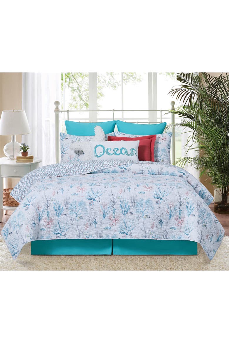 St. Vincent Coastal Beach Cotton Quilt Set  - Reversible and Machine Washable, Alternate, color, Blue