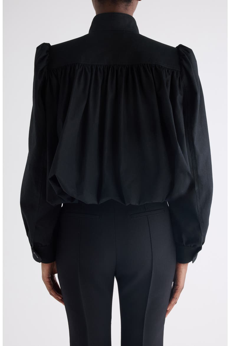 Crop Balloon Hem Cotton Zip Jacket, Alternate, color, BLACK