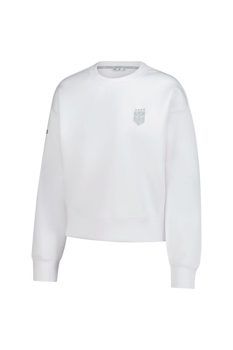 Women's Levelwear  White USWNT Luxe Sponge Tri-Blend Pullover Sweatshirt, Alternate, color, White