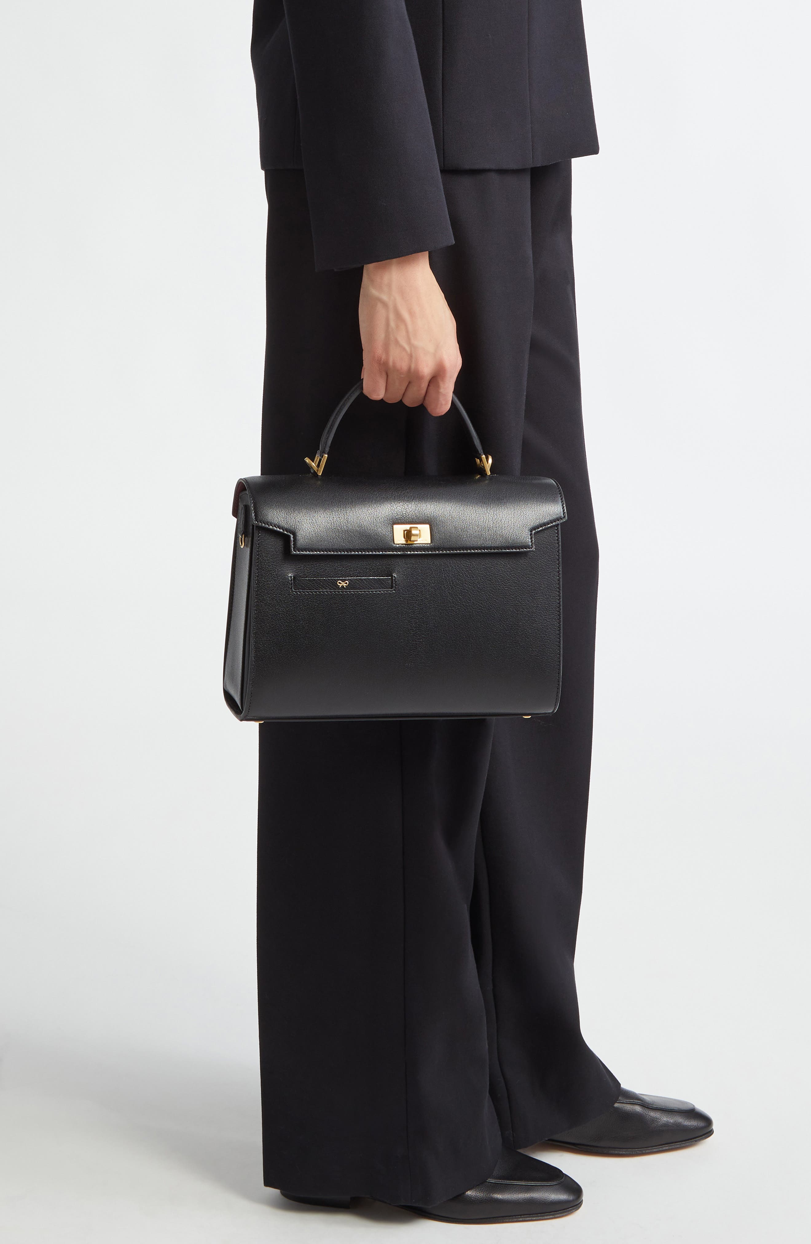 Anya Hindmarch Mortimer Leather Top Handle Bag, Alternate, color, 