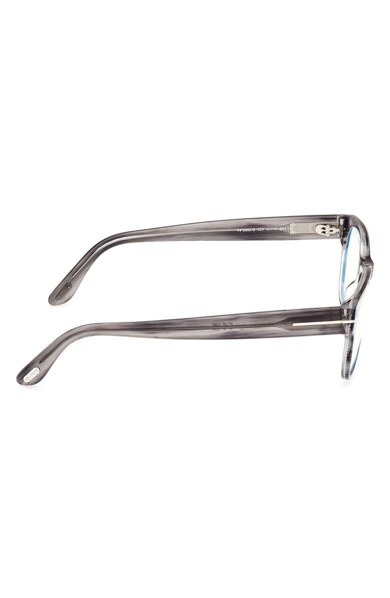 TOM FORD 52mm Square Blue Light Blocking Optical Glasses, Alternate, color, Striped Grey / T Logo