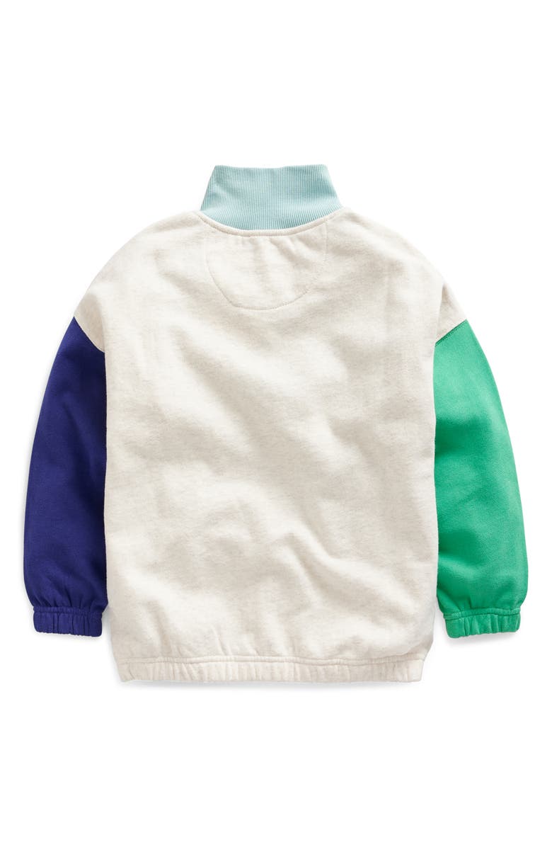 Mini Boden Kids' Colorblock Quarter Zip Sweatshirt, Alternate, color, 