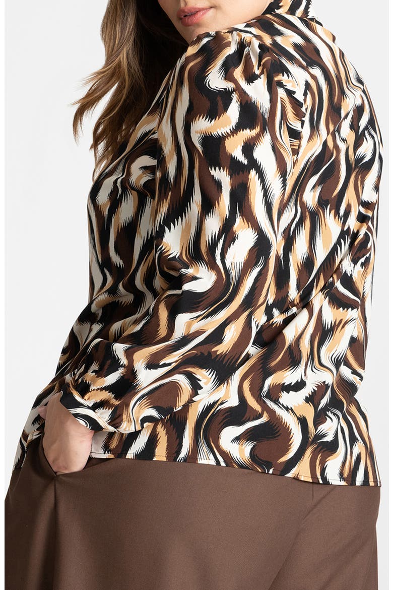 Print Tie Neck Top, Alternate, color, TIGER SWIRL