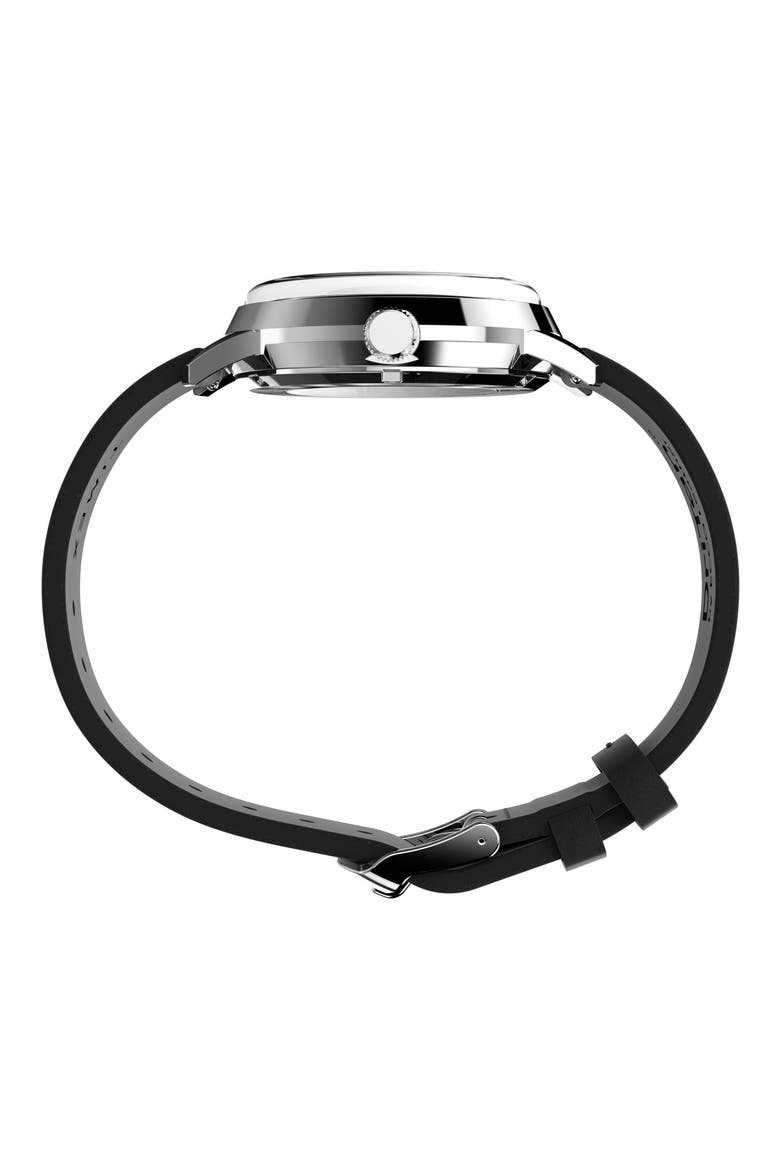 Peanuts Marlin Leather Strap Watch, Alternate, color, STAINLESS STEEL