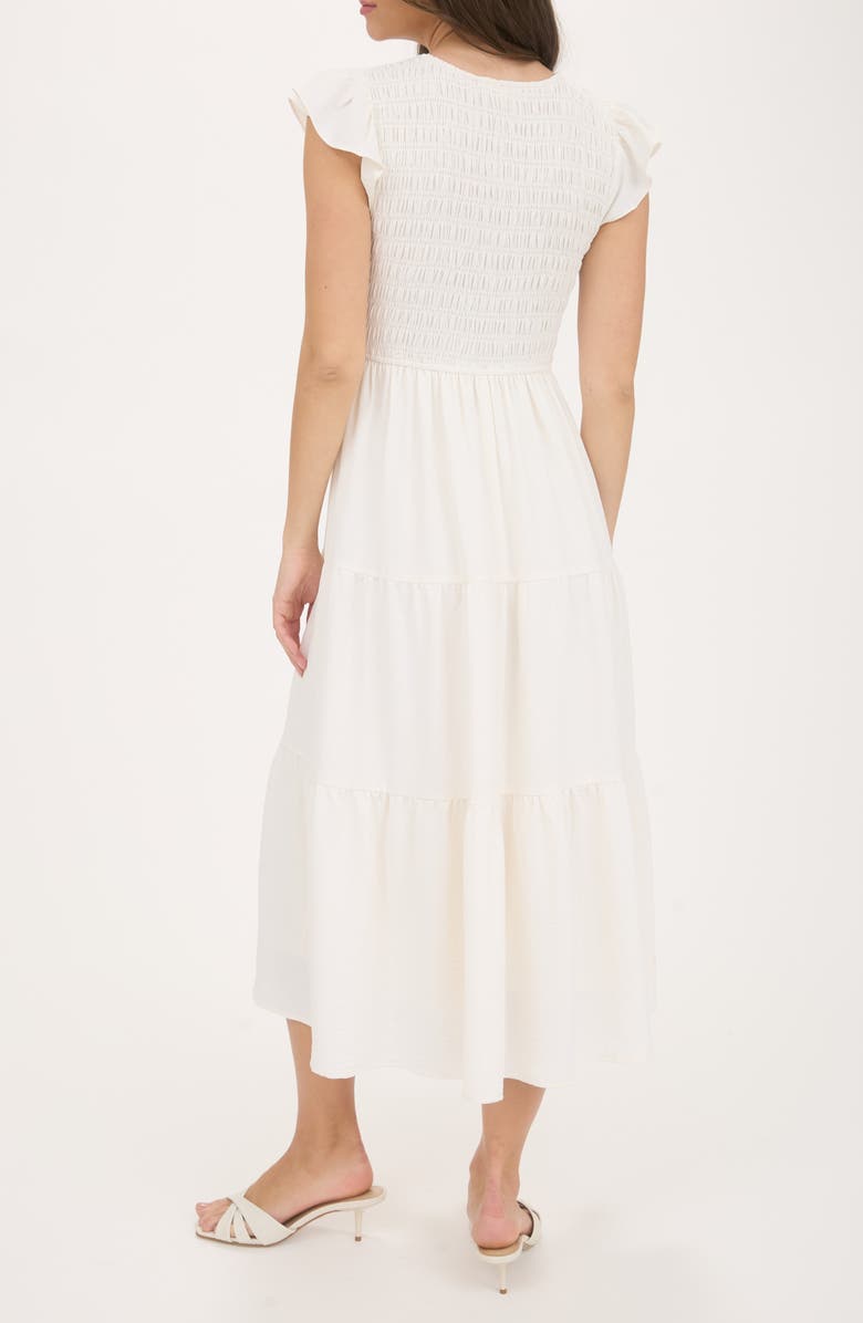 Blu Pepper Flutter Sleeve Midi Dress, Alternate, color, Cream