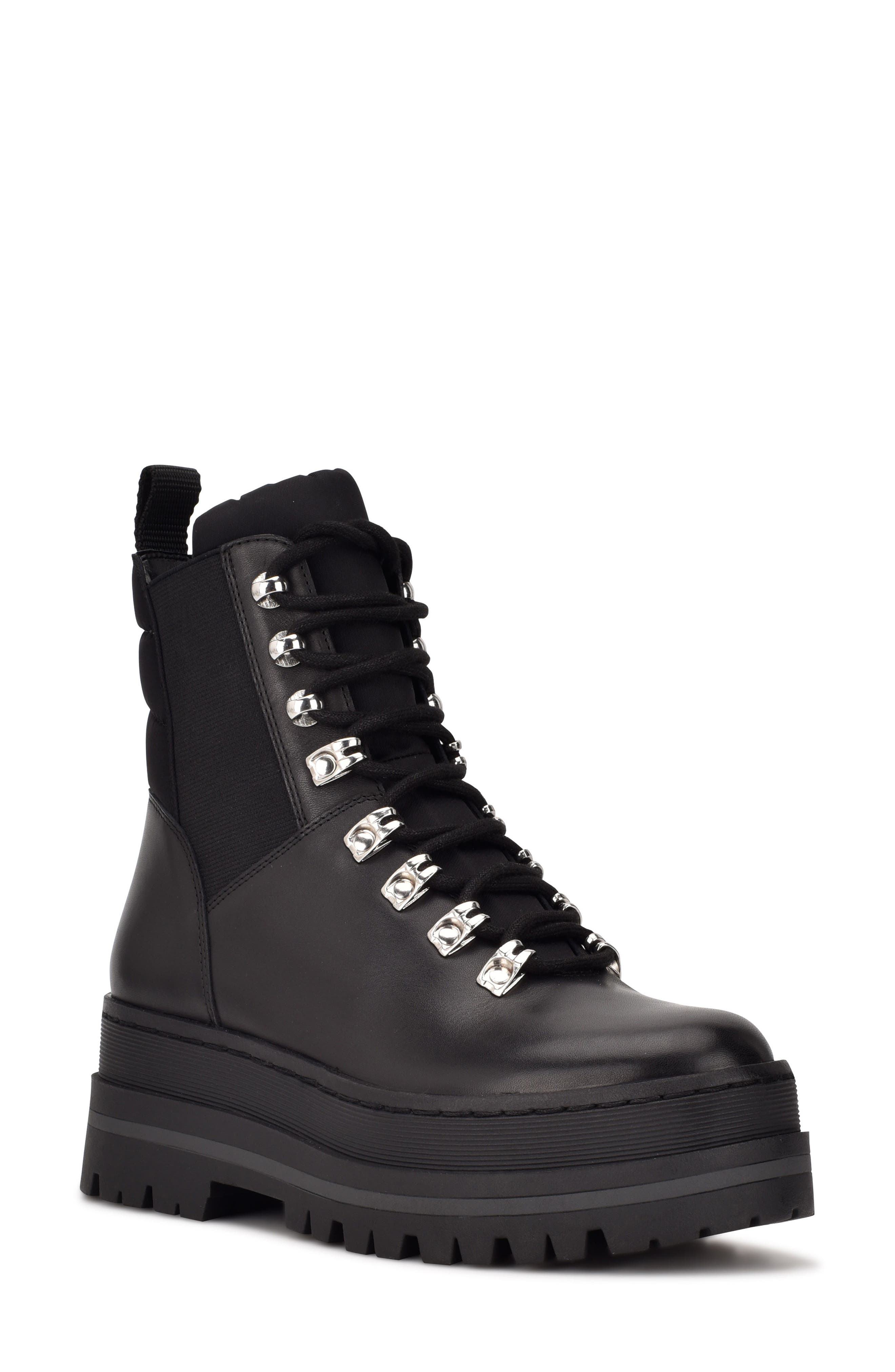 Marc Fisher LTD Plune Lace-Up Lug Sole Bootie, Main, color, 