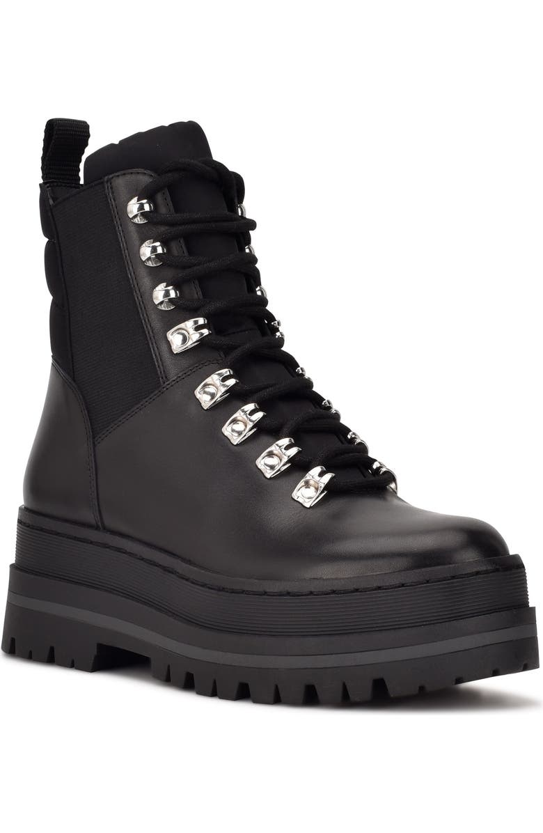 Marc Fisher LTD Plune Lace-Up Lug Sole Bootie, Main, color,