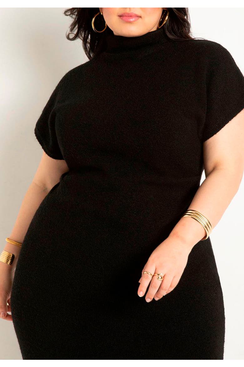 Short Sleeve Sweater Dress, Alternate, color, BLACK ONYX