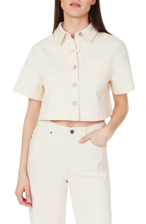 Habitual Crop Stretch Cotton Shacket In White