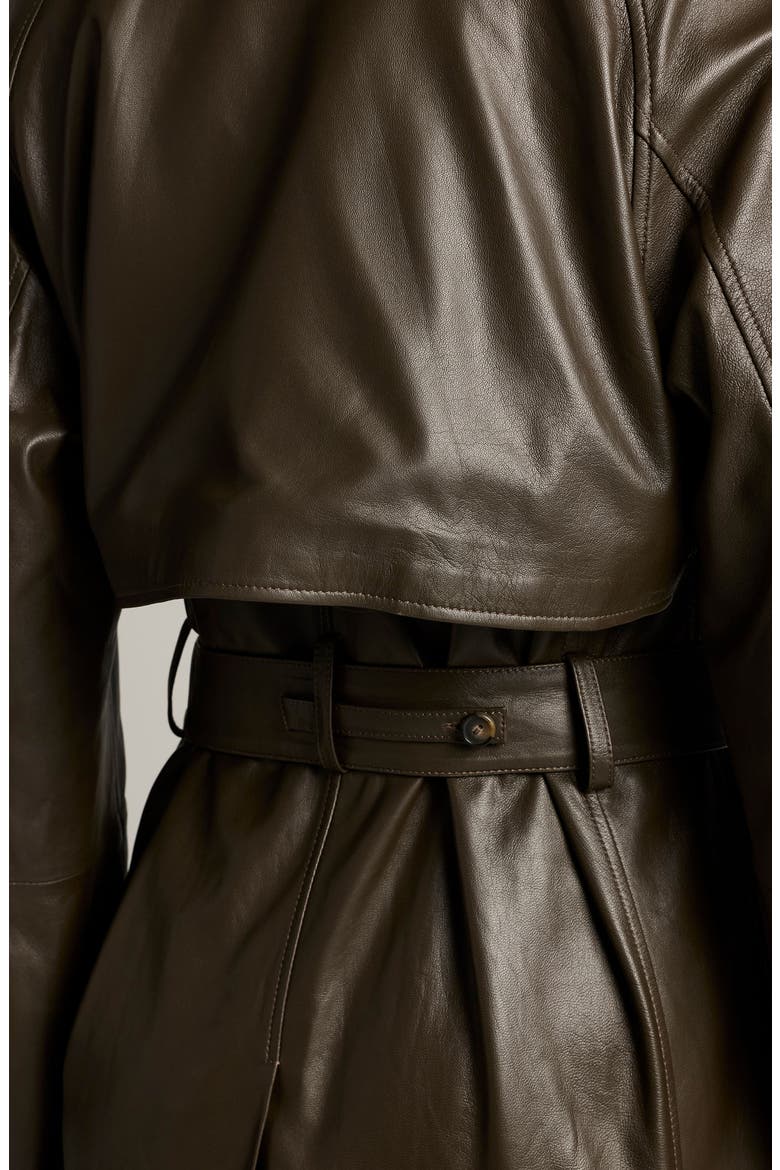 Leather Trench Coat, Alternate, color, PINEWOOD