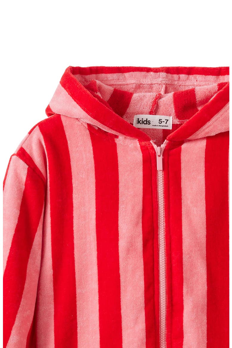Kid's Kids Zip Thru Hooded Towel, Alternate, color, Sunkissed Varsity Red Bold